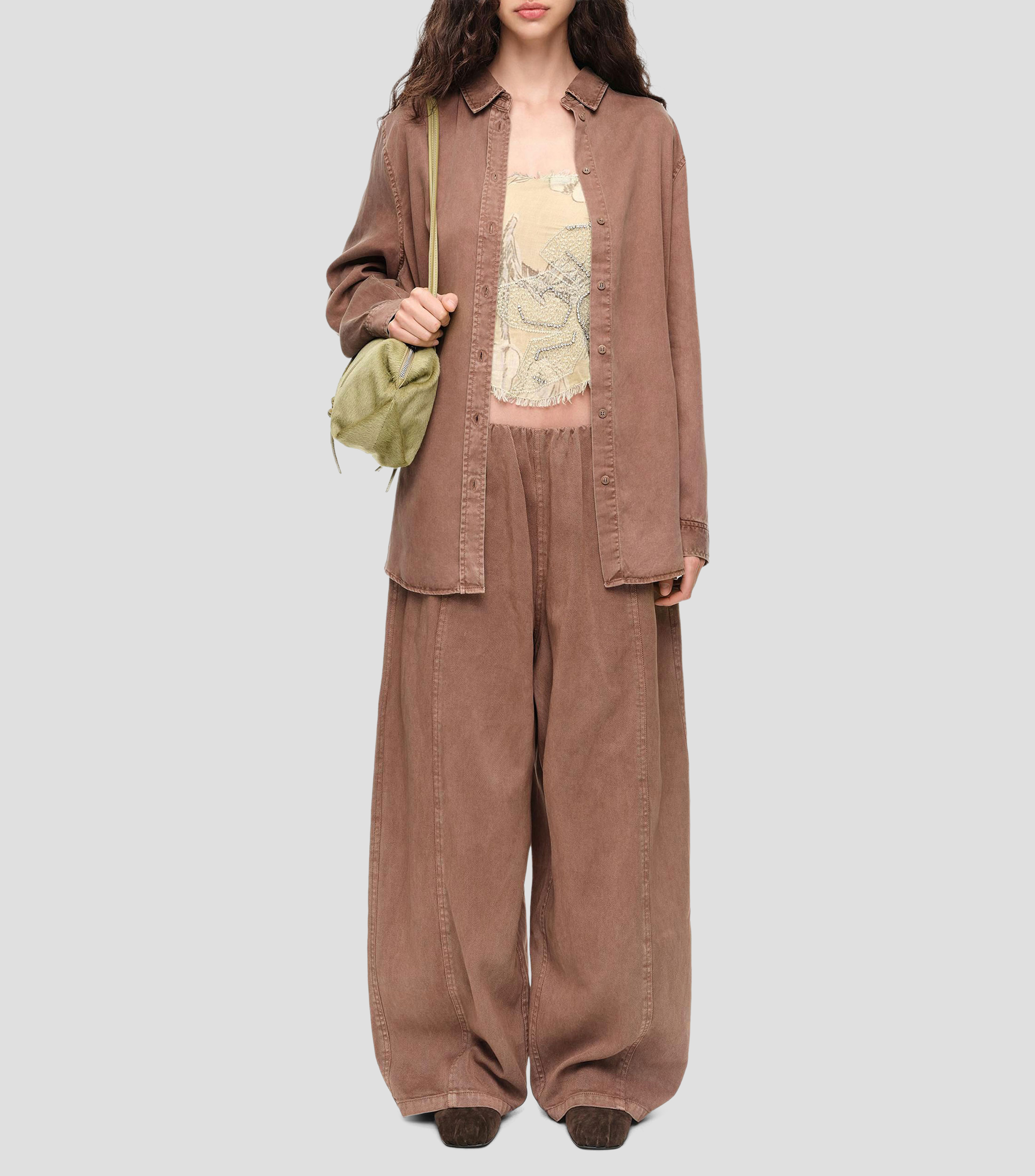 Camisa lisa manga larga Mujer